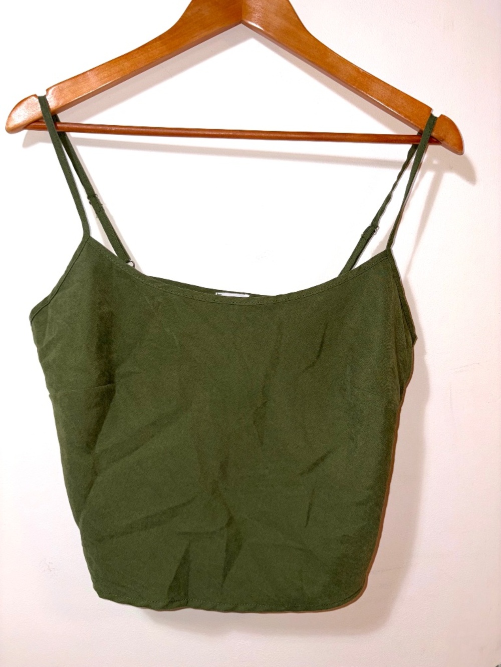 Princess Polly Olive Green Cropped Cami Top Y2K Minimalist 8